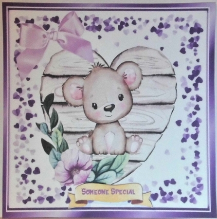  little water colour koala Bear on a wooden heart with bow 8x8 by Hazel Underwood
