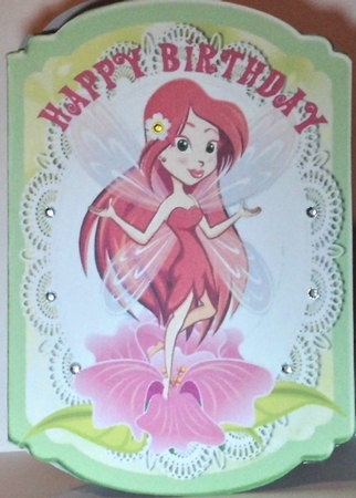 Pretty faerie on lace with pink flowers bracket card by Hazel Underwood