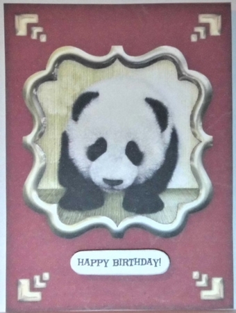 Chinese Giant Panda 5 x 7 Card Topper With Assorted Greetings & Decoupage by Hazel Underwood