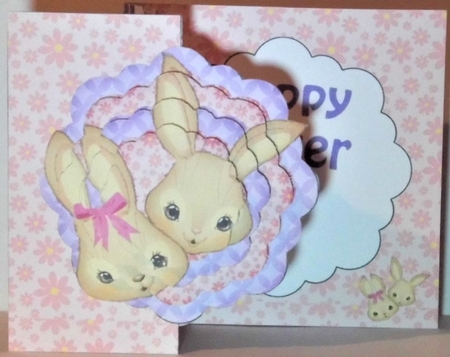 Scalloped Fold Back Card - Easter Bunnies 1 by Hazel Underwood