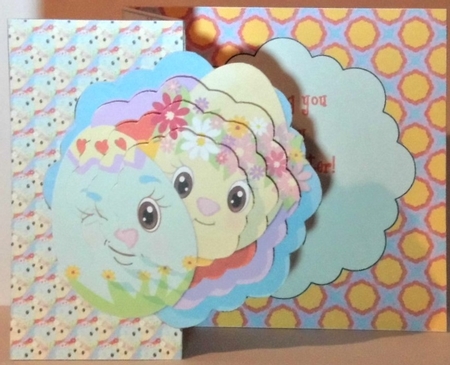 Scalloped Fold Back Card - Easter Eggheads by Hazel Underwood