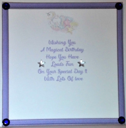 A unicorn insert to fit 7x7 inch or 8x8 inch card by Hazel Underwood