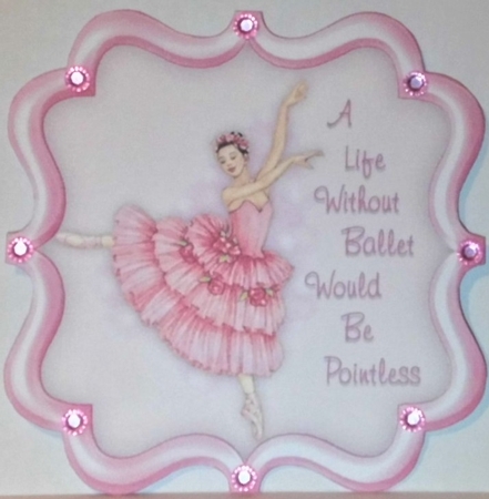 A Life Without Ballet Would Be Pointless - Pink 7 x 7 Card Topper & Decoupage by Hazel Underwood