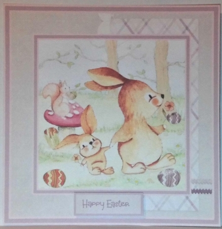 Rabbits Easter egg hunt 7x7 by Hazel Underwood