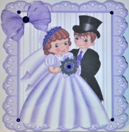 Purple stripe eyelet frame 8x8 with bride and groom (purple) by Hazel Underwood