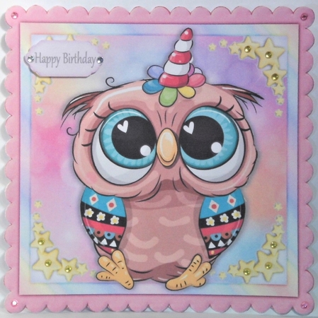 Beautiful Owl Unicorn 8x8 by Hazel Underwood
