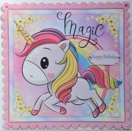 Beautiful Running Rainbow Unicorn 8x8 by Hazel Underwood