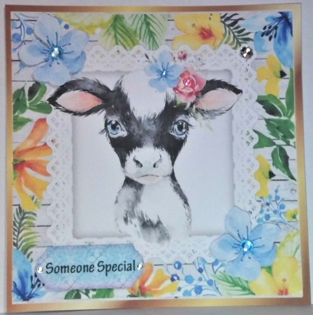  8 water colour animals with tropical flowers card fronts 8x8 bumper kit by Hazel Underwood