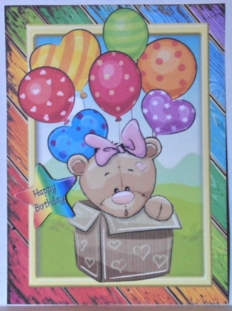 Special Delivery Brown Bear With Pink Bow A5 by Hazel Underwood