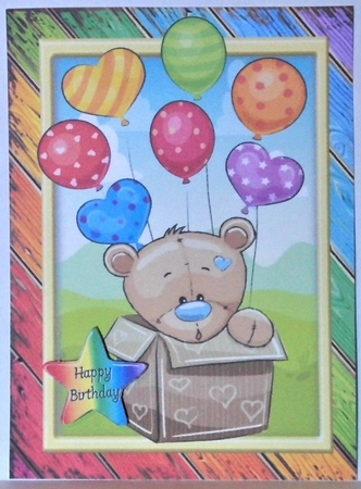 Special Delivery Brown Bear With Blue Nose A5 by Hazel Underwood