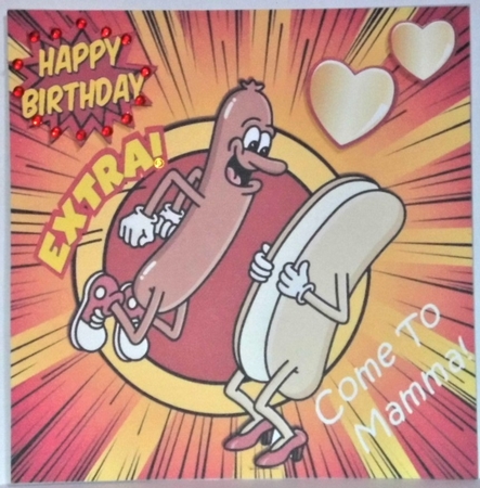 4 Toony Sausage card fronts 8x8  (Adult Humour) Mini kit by Hazel Underwood