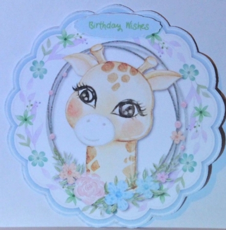 Cute Giraffe in a Flower Frame by Hazel Underwood
