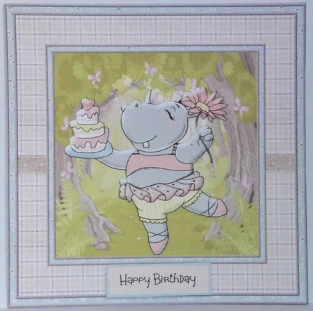 Hippo ballet 7x7 card by Hazel Underwood