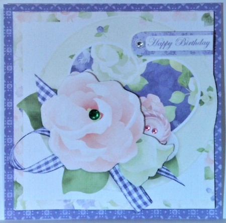 Country Roses 7.5 Inch Decoupage Card Front, Insert & Extra Sentiment Tags by Hazel Underwood