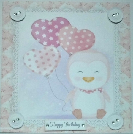 Gorgeous Penguin With Balloons Shabby Chic 8x8 by Hazel Underwood