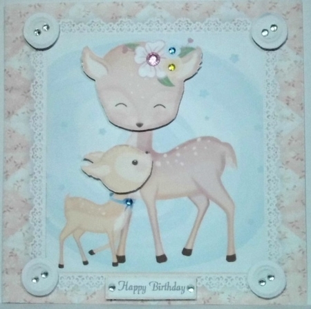 Gorgeous Deer Family Shabby Chic 8x8 by Hazel Underwood