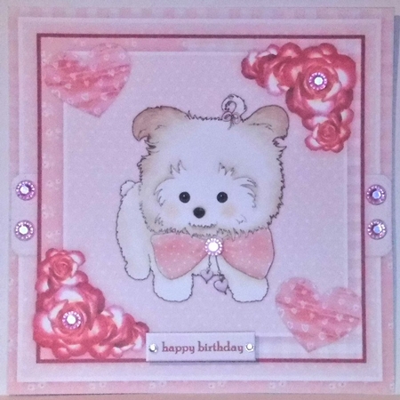 Cute    Puppy In Pink   Hearts & Roses  Mini Kit by Hazel Underwood