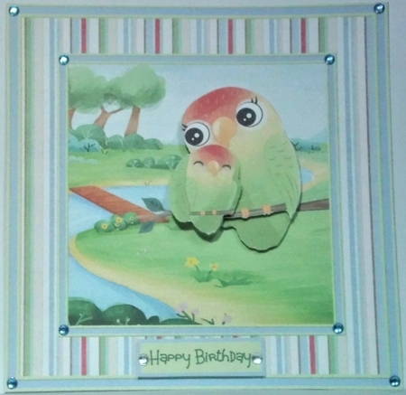 Cute cartoon birds 7x7 card by Hazel Underwood