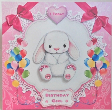 Cute Bunny Birthday Girl 1 - 6 by Hazel Underwood