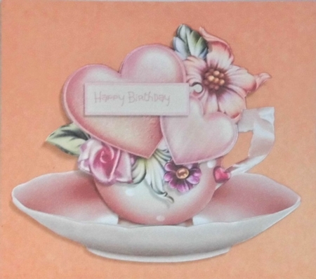 Floral Teacup & Saucer Decoupage Sheet - Hearts & Flowers by Hazel Underwood