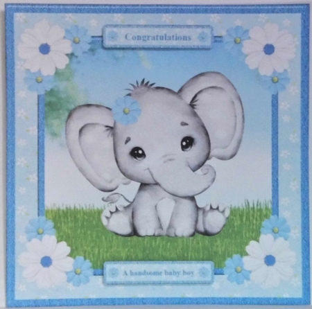 New Baby Boy Card Topper & Decoupage by Hazel Underwood