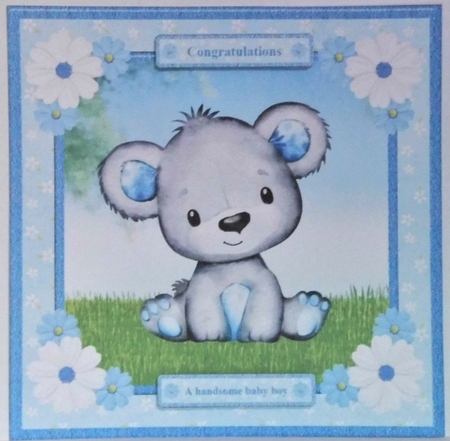 New Baby Boy Card Topper & Decoupage by Hazel Underwood