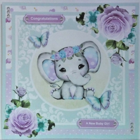 Baby Elephant Card Mini Kit & Decoupage by Hazel Underwood