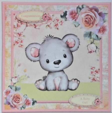 New Baby Girl Card Topper & Decoupage by Hazel Underwood