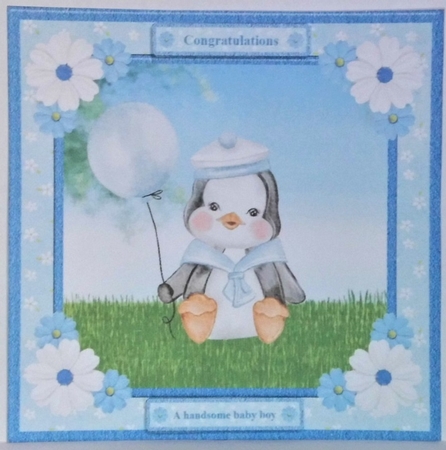 New Baby Boy Card Topper & Decoupage by Hazel Underwood
