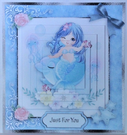 birthday card with cute flowers mermaid by Hazel Underwood