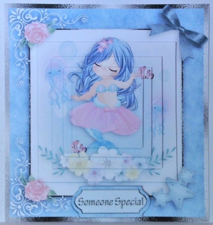 birthday card with cute flowers mermaid by Hazel Underwood