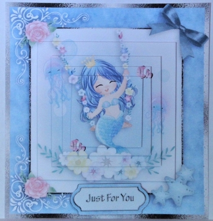 birthday card with cute flowers mermaid by Hazel Underwood