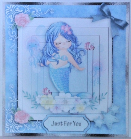 birthday card with cute flowers mermaid by Hazel Underwood