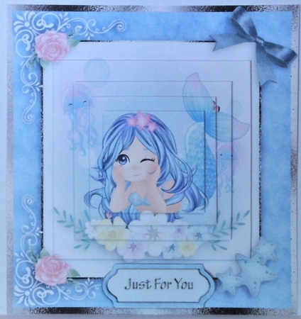 birthday card with cute flowers mermaid by Hazel Underwood