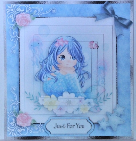 birthday card with cute flowers mermaid by Hazel Underwood