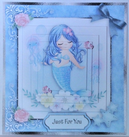 birthday card with cute flowers mermaid by Hazel Underwood