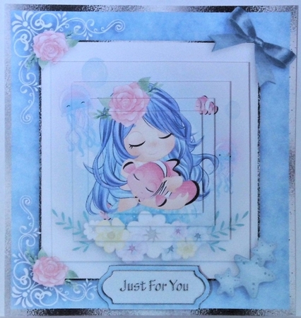 birthday card with cute flowers mermaid by Hazel Underwood