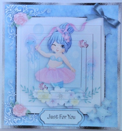 birthday card with cute flowers mermaid by Hazel Underwood