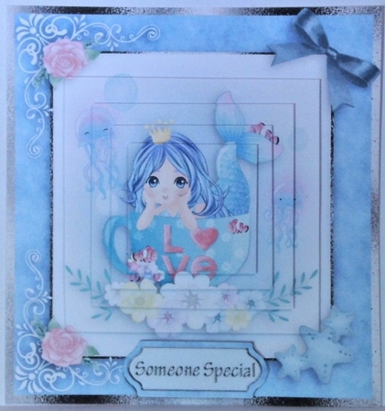 birthday card with cute flowers mermaid by Hazel Underwood