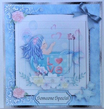 birthday card with cute flowers mermaid by Hazel Underwood