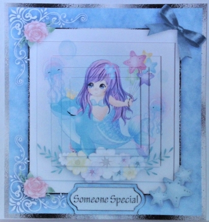 birthday card with cute flowers mermaid by Hazel Underwood