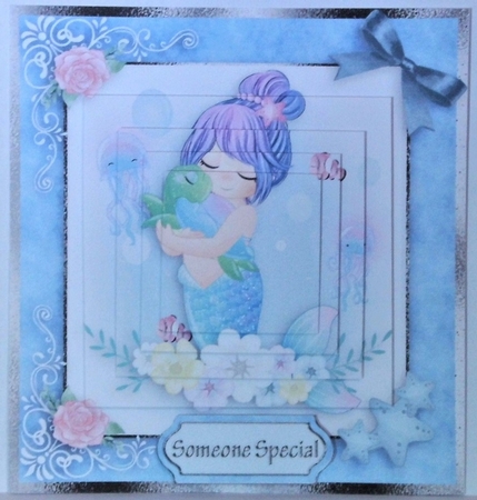 birthday card with cute flowers mermaid by Hazel Underwood