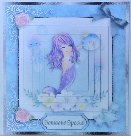 birthday card with cute flowers mermaid by Hazel Underwood