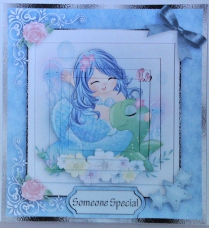 birthday card with cute flowers mermaid by Hazel Underwood