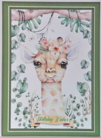 A5, Beautiful Baby Giraffe with Flowers  by Hazel Underwood
