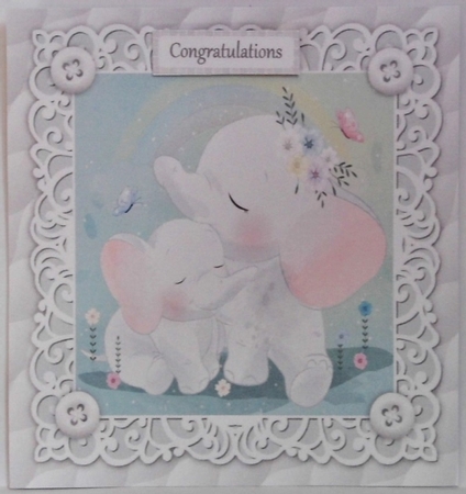 Gorgeous Elephants Cuddling Unisex Baby 8x8 by Hazel Underwood