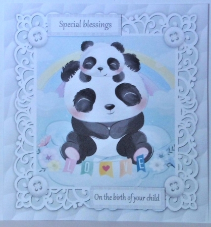 Gorgeous Pandas Cuddling Unisex Baby 8x8 by Hazel Underwood