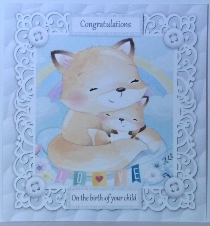Gorgeous Foxes Cuddling Unisex Baby 8x8 by Hazel Underwood