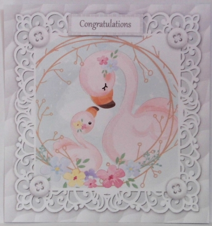Gorgeous Flamingos Cuddling Unisex Baby 8x8 by Hazel Underwood