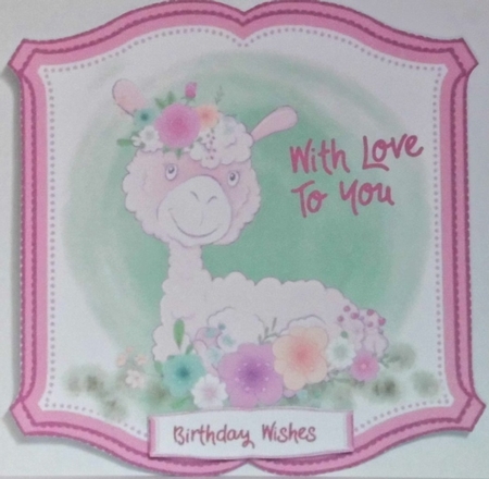 Cute Llama and Flowers 1 by Hazel Underwood